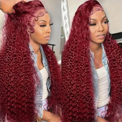 Bworto burgundy wig pre-plucked natural hairline close-up with baby hairs.