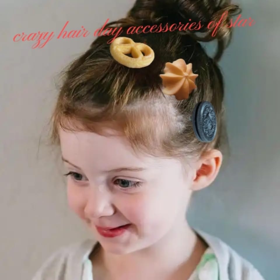 BXBibxiy cookie hair clips set7 worn on girl ponytail for gentle daily styling
