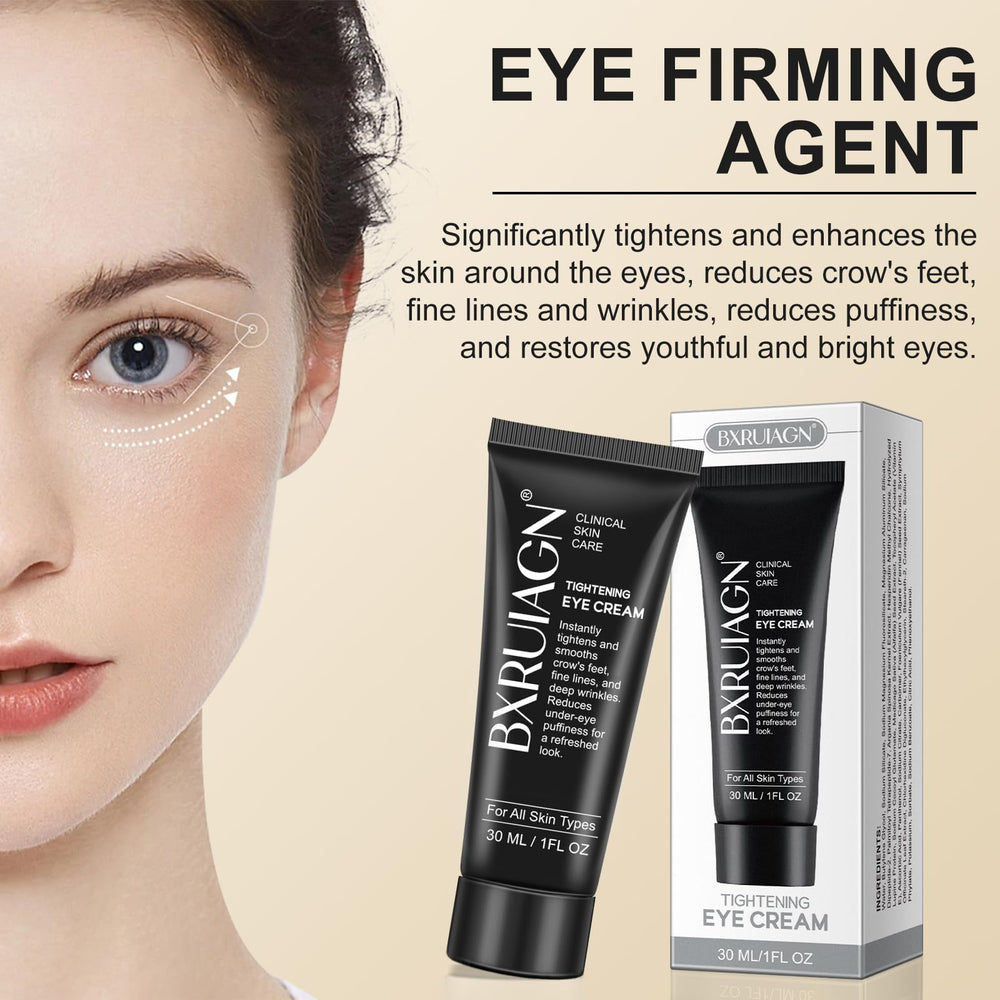 BXRUIAGN Eye Tightener cream dispensing a smooth layer for puffy-eye relief.