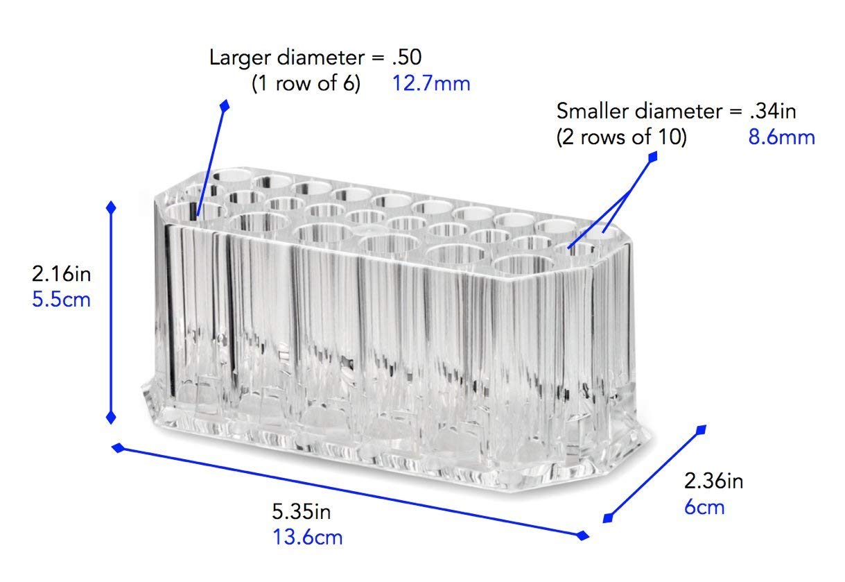 BY ALEGORY 26-slot display shows 20 regular and 6 jumbo liners for versatile storage