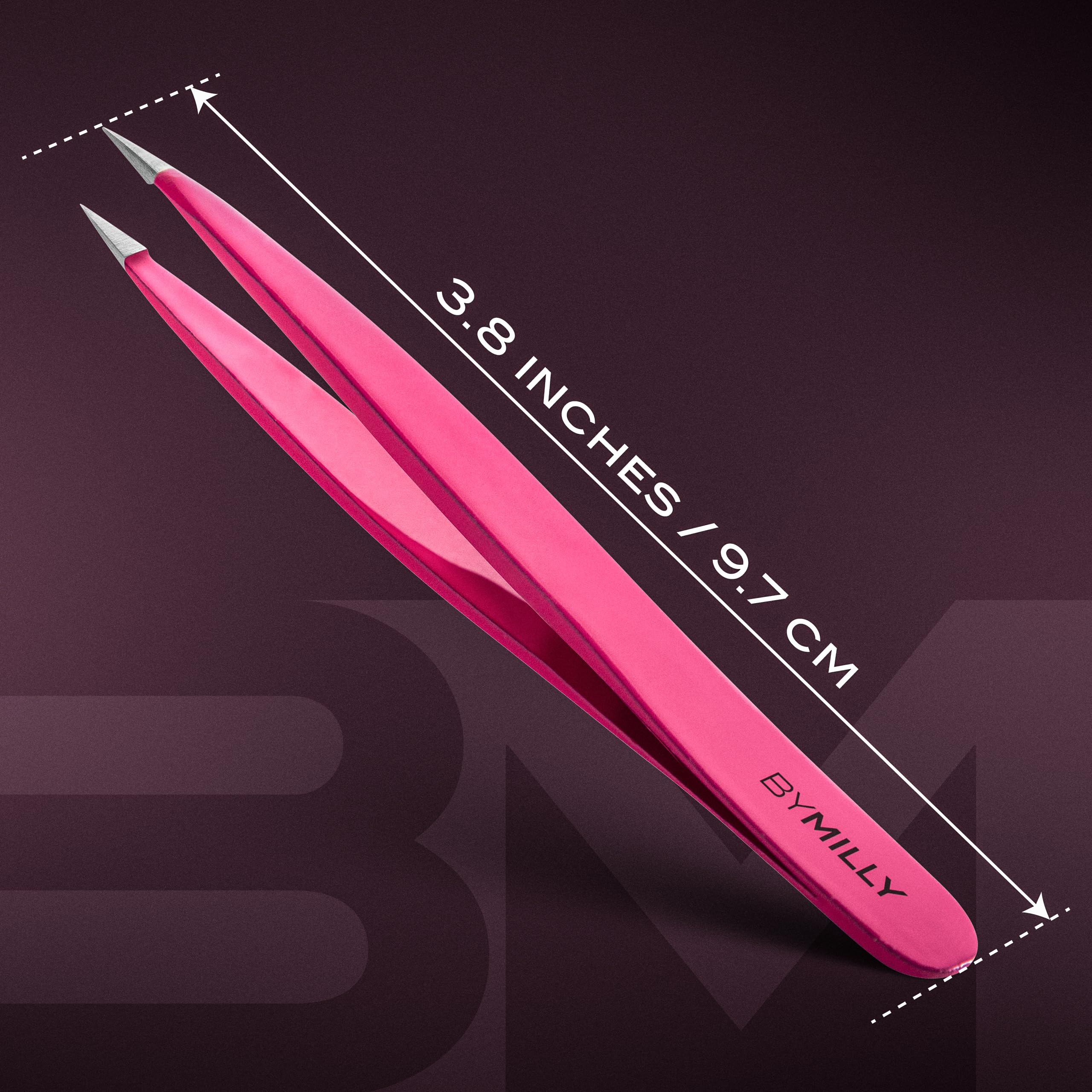 By MILLY pointed tweezers pink metal surface emphasizes high-carbon steel.