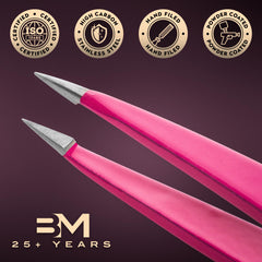 By MILLY pointed tweezers pink perfectly aligned tips for consistent plucking.