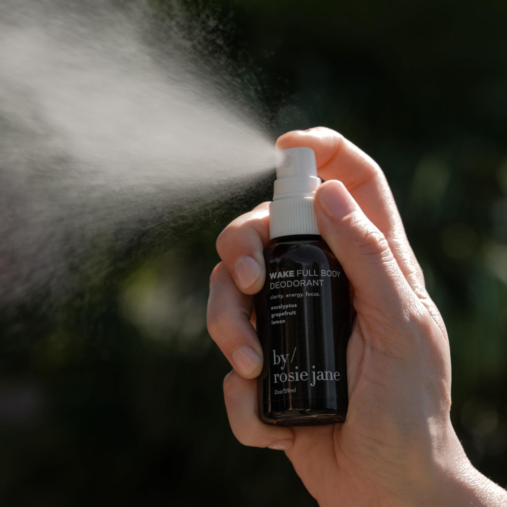By Rosie Jane Wake bottle-label highlights natural aluminum-free formula.
