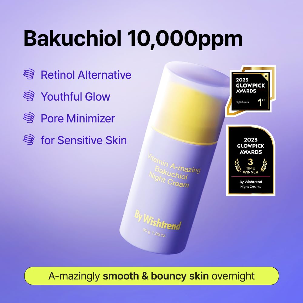 BY WISHTREND Vitamin A-mazing Bakuchiol Night Cream close-up texture highlights creamy consistency for smooth skin.