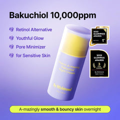 BY WISHTREND Vitamin A-mazing Bakuchiol Night Cream close-up texture highlights creamy consistency for smooth skin.