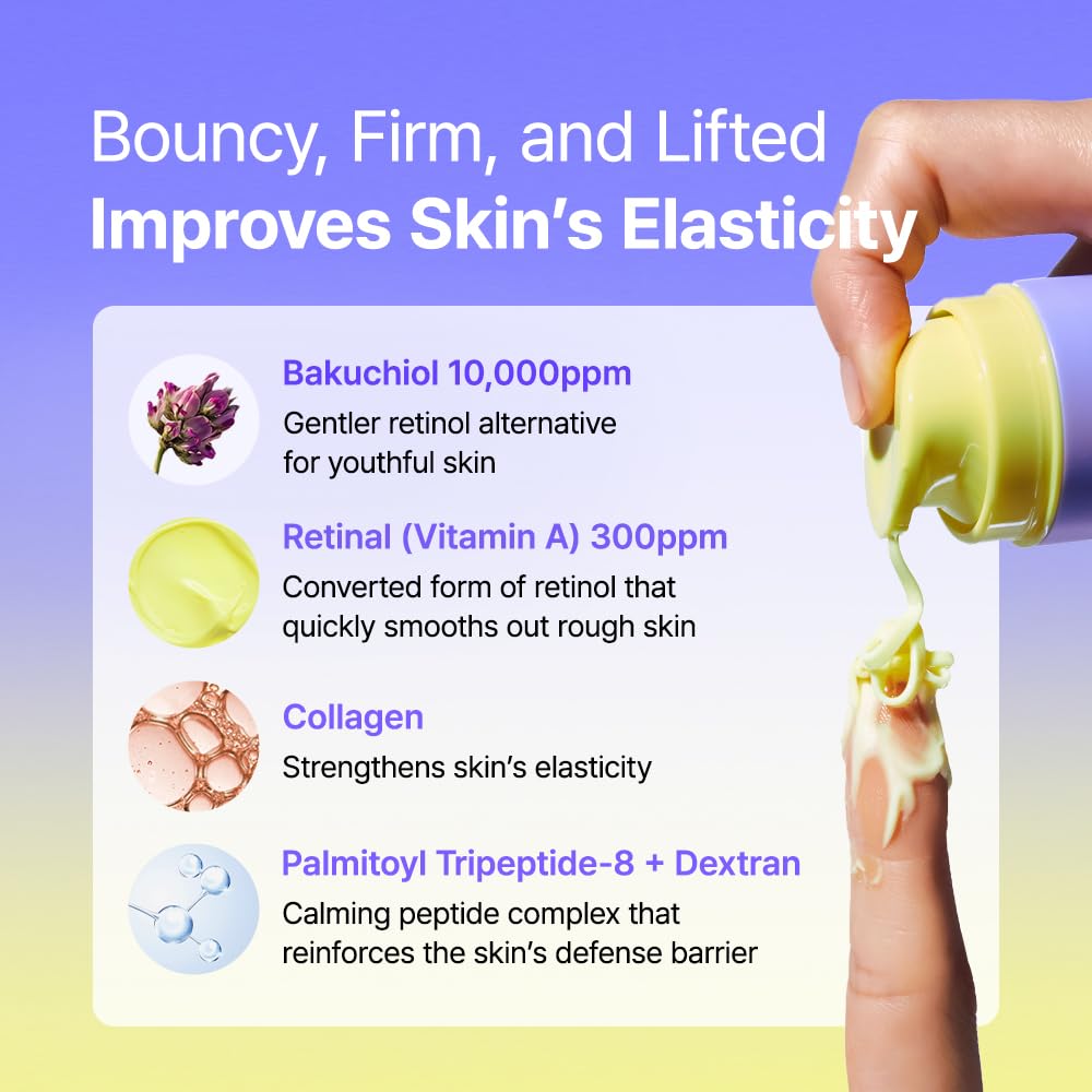 BY WISHTREND Vitamin A-mazing Bakuchiol Night Cream pump bottle ready for easy nightly skincare routine.