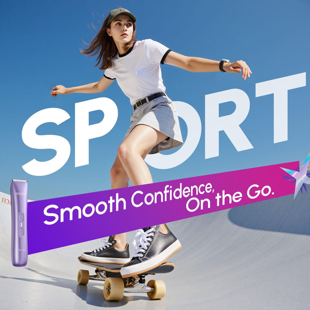 BYART bikini trimmer safe gliding system reduces nicks during intimate grooming.