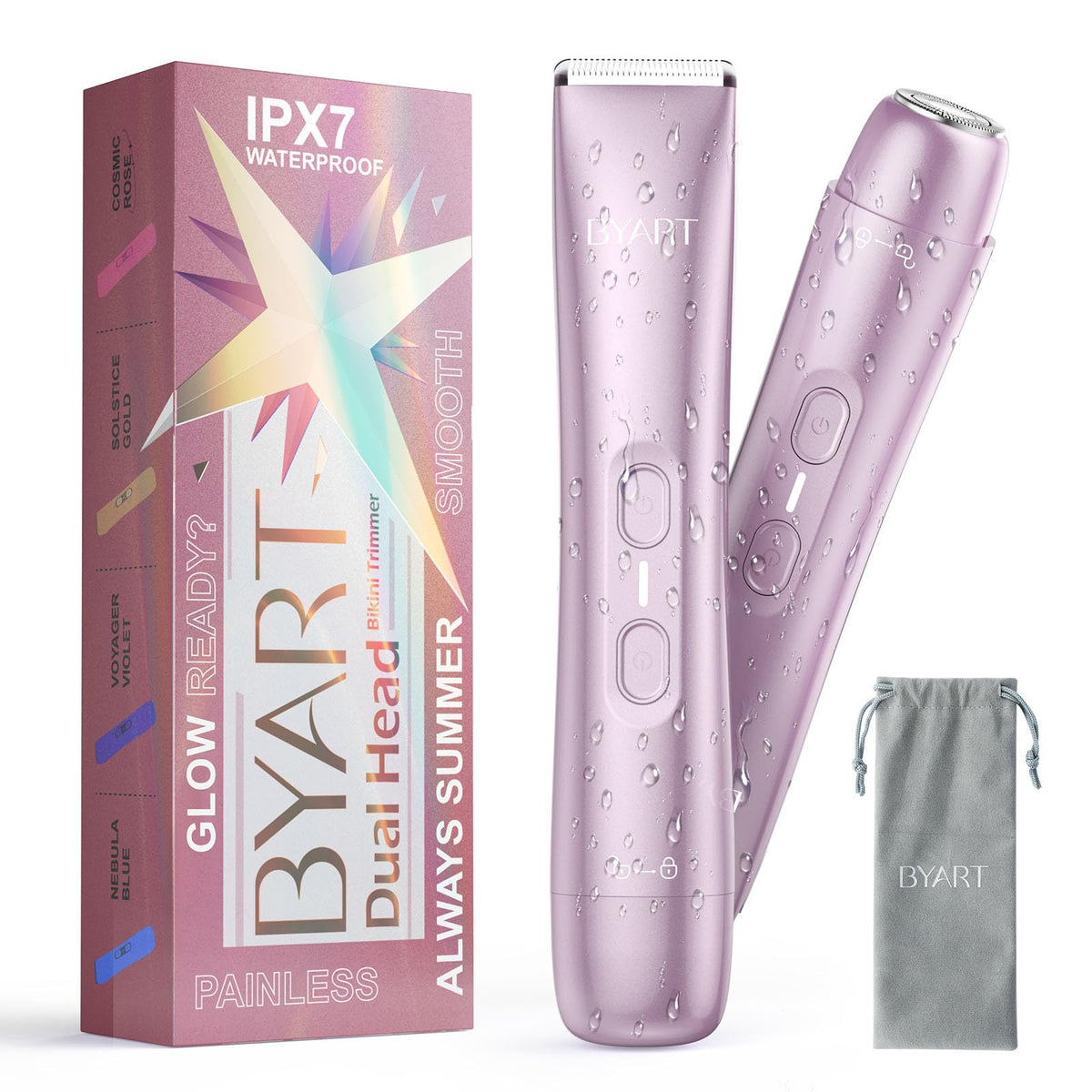 BYART electric razor women 2in1 body facial trimmer pink delivers smooth skin every day.