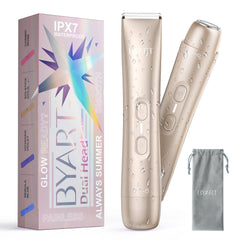 BYART pubic-hair-trimmer-gold-handle provides precise grooming for smooth skin.