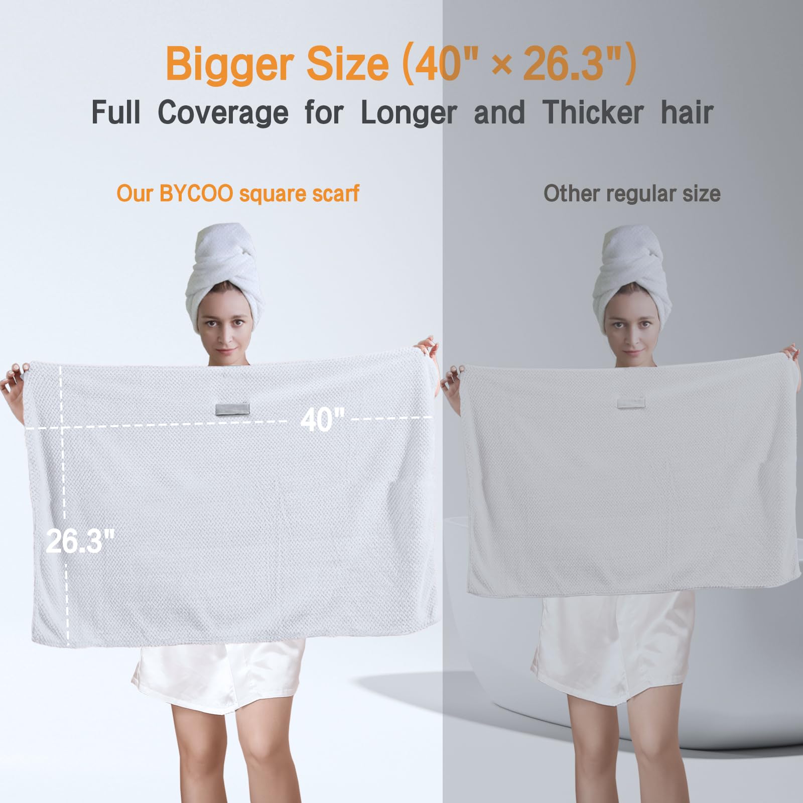 BYCOO elastic-loop hair towel wrap with secure fit to stay put during busy routines