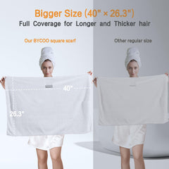 BYCOO elastic-loop hair towel wrap with secure fit to stay put during busy routines