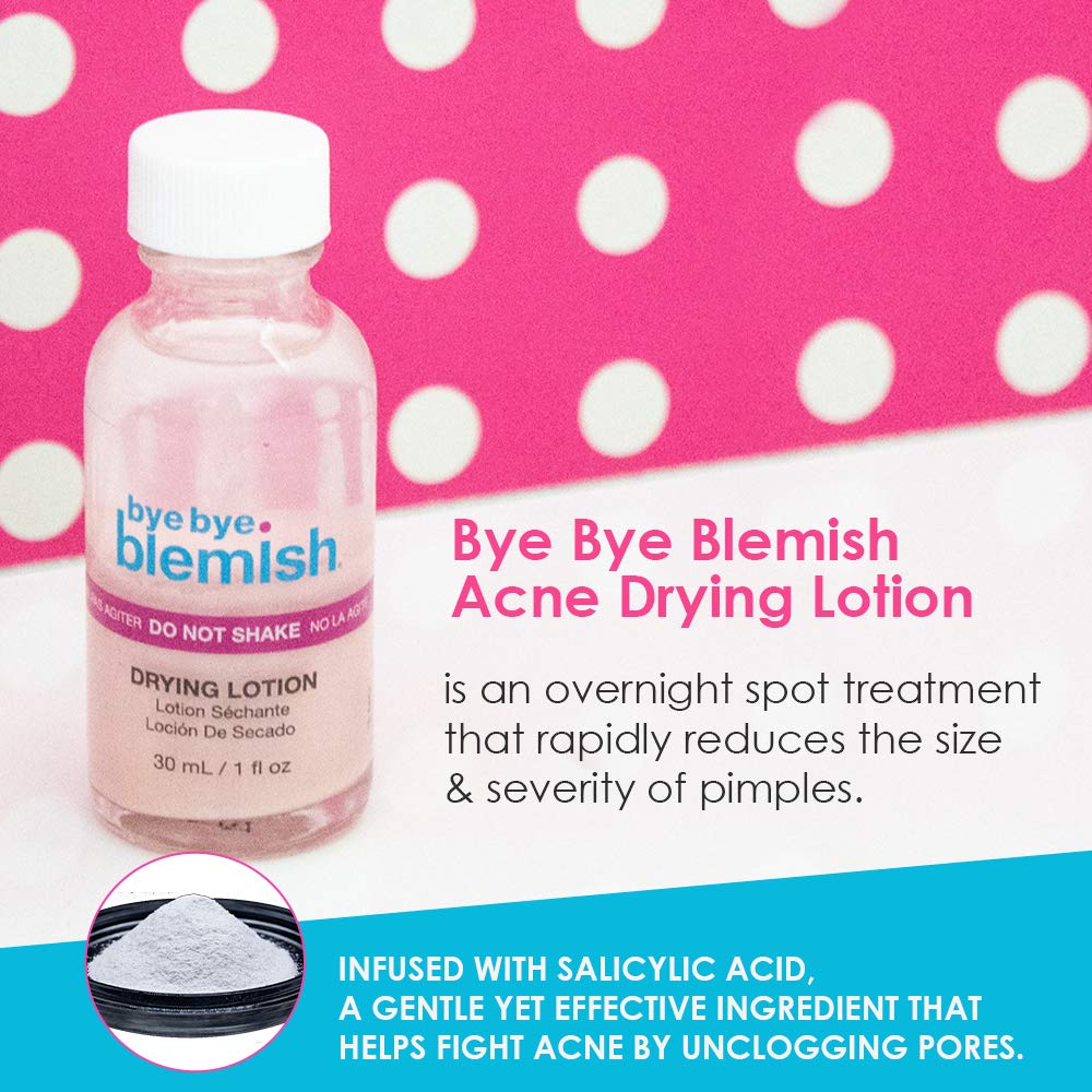 Bye Bye Blemish acne drying lotion on cotton swab for quick night-time blemish care