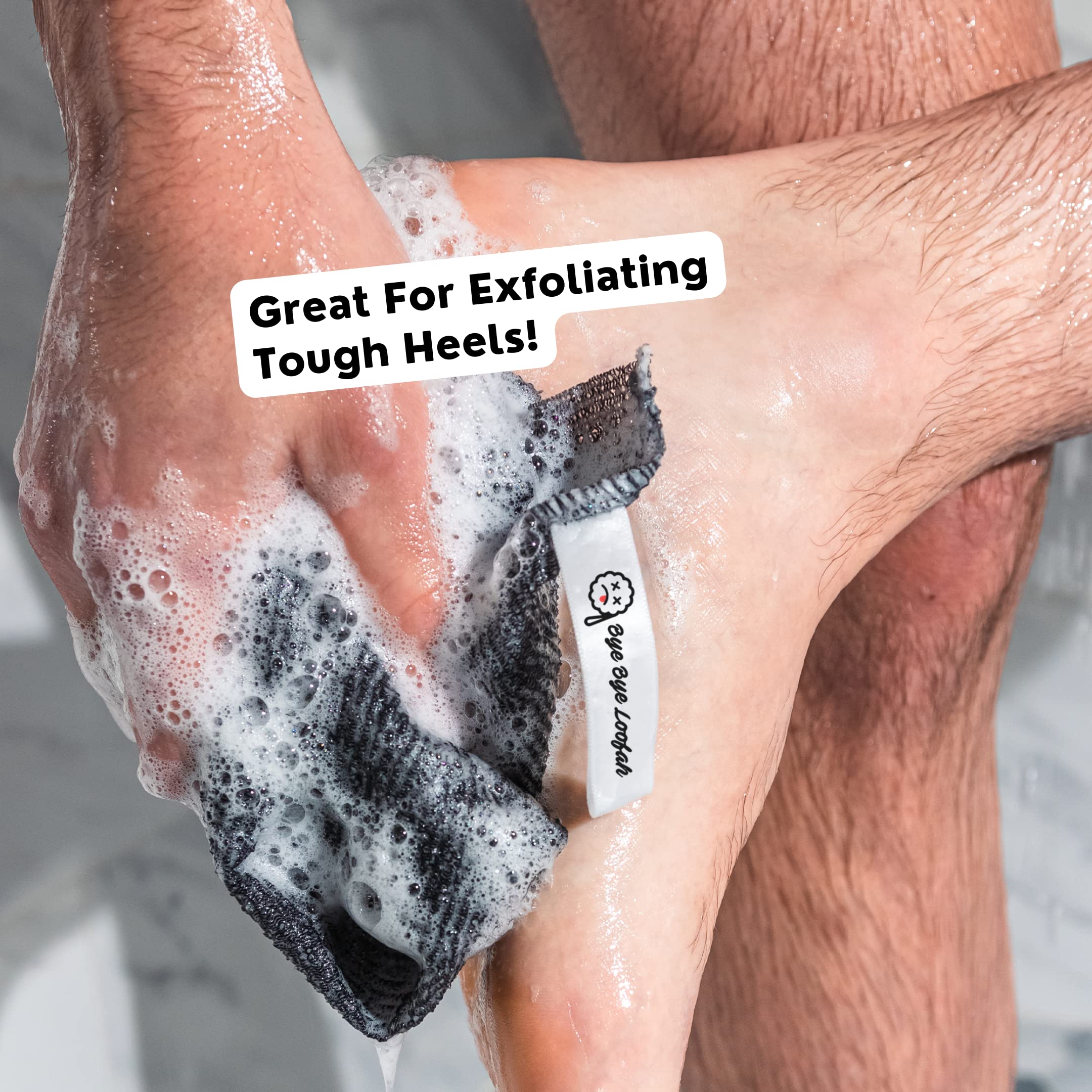 Bye Bye Loofah shower session ready image emphasizes practical exfoliation