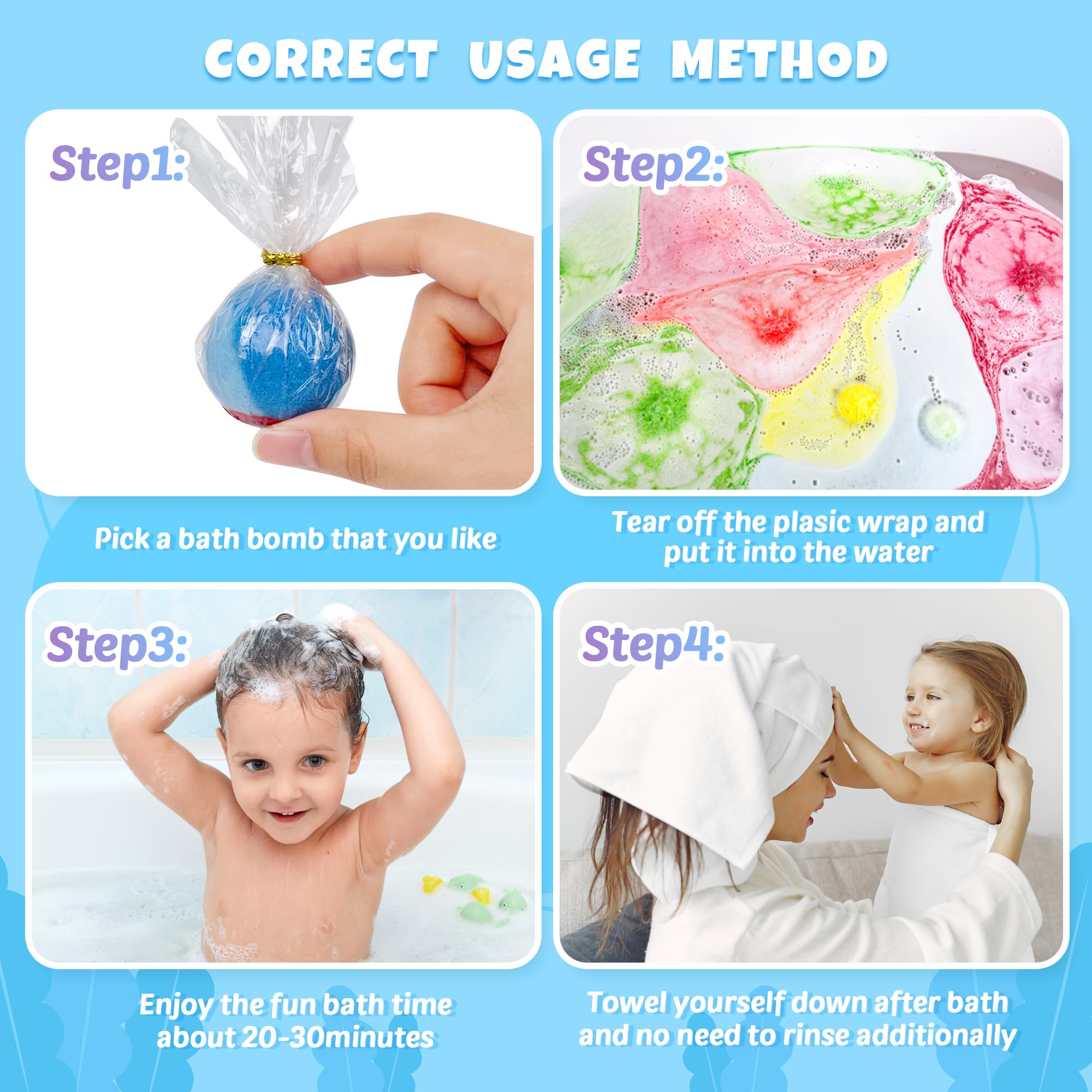 BYGGVIR safe ingredients indicate gentle, moisturizing kids bath bombs