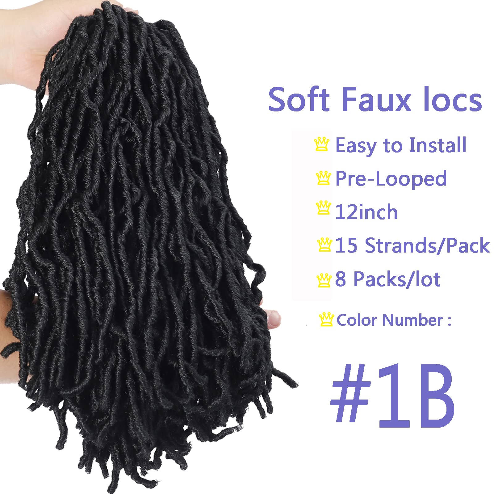 Bylatt natural black 1B faux locs offer a natural look and lightweight wear.