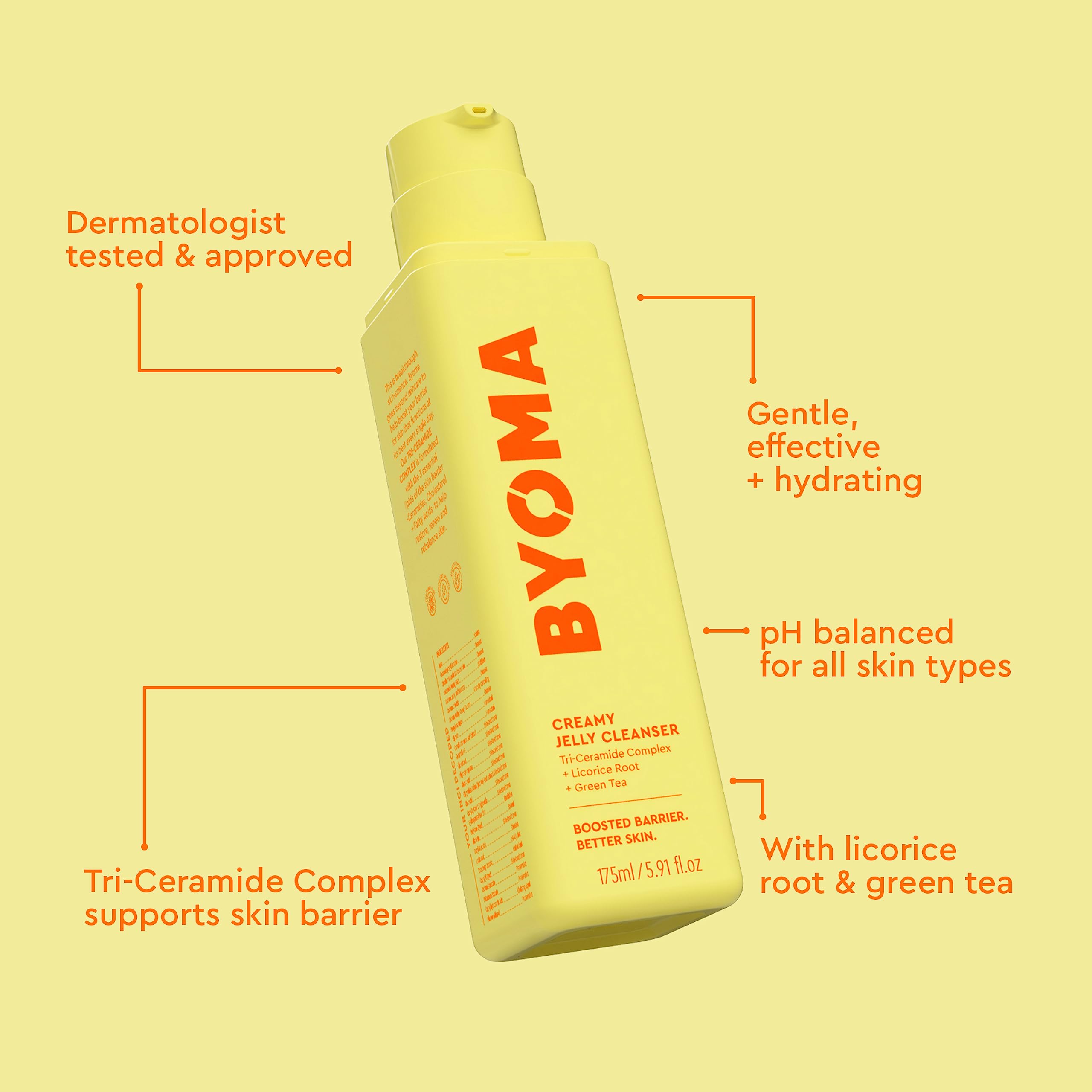 BYOMA Creamy Jelly Cleanser refill bottle closeup showing packaging