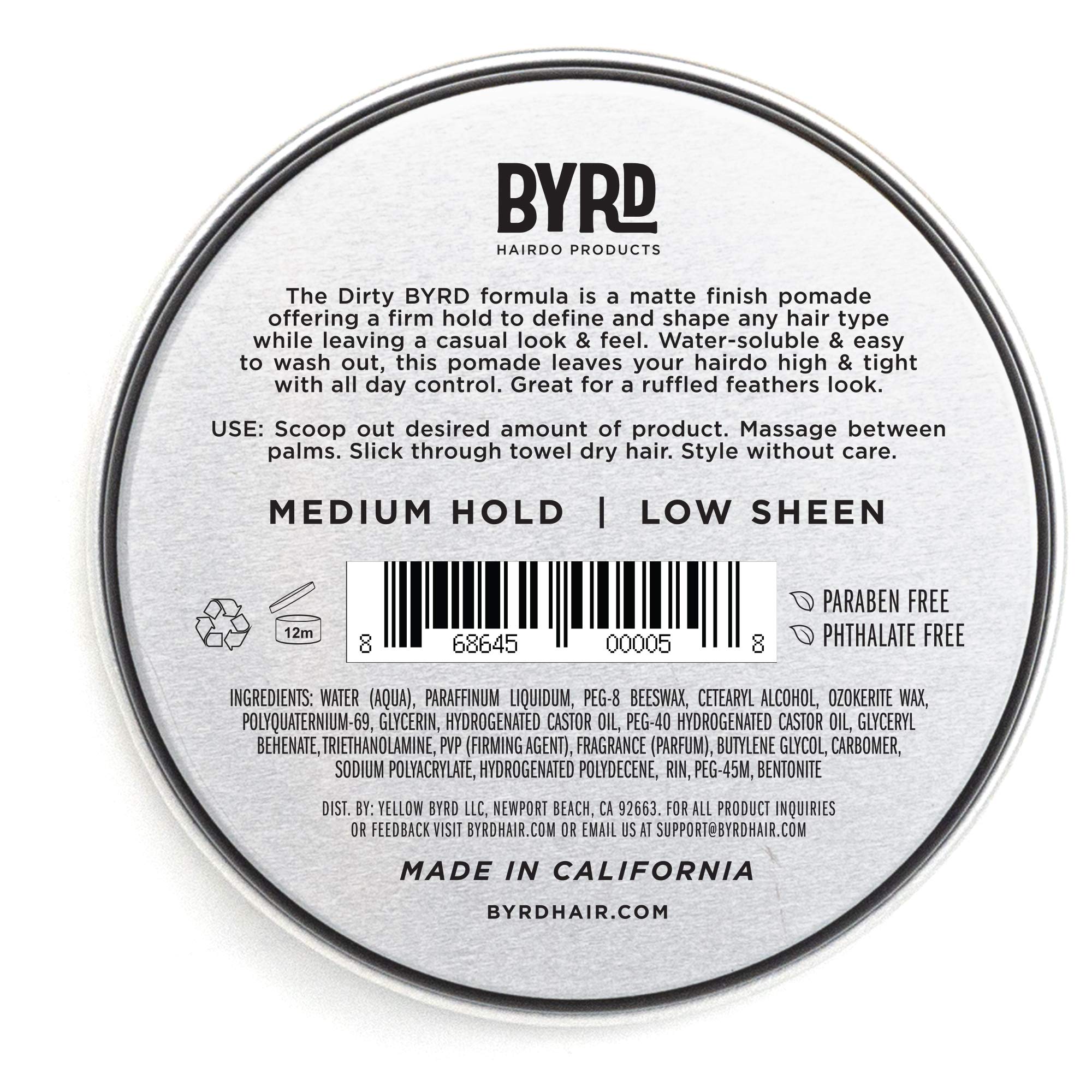 BYRD Matte Pomade matte finish hair detailing with no shine
