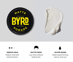 BYRD Matte Pomade texture-sculpt to add casual texture and definition