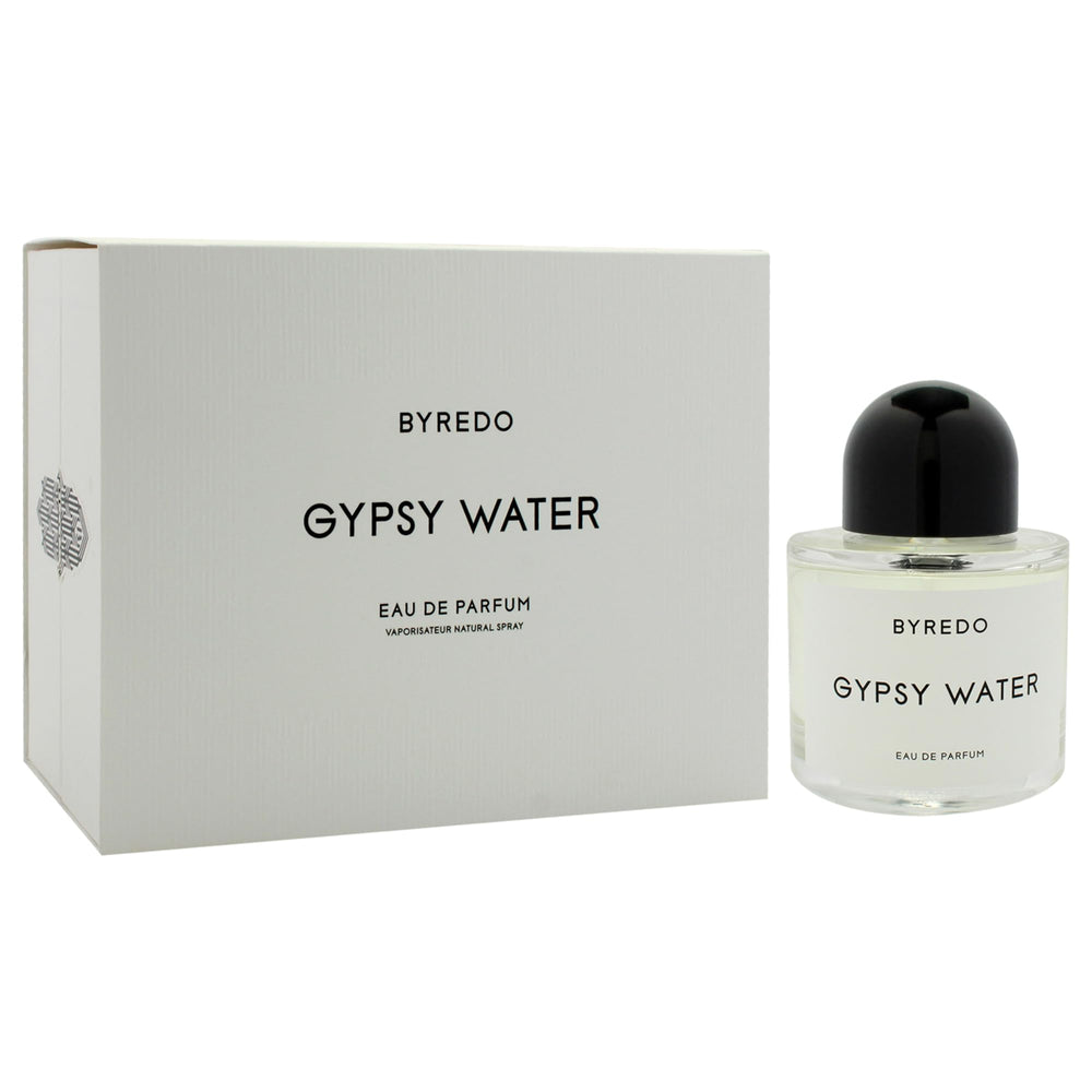 Byredo Gypsy Water edp label closeup emphasizes brand heritage and premium scent.