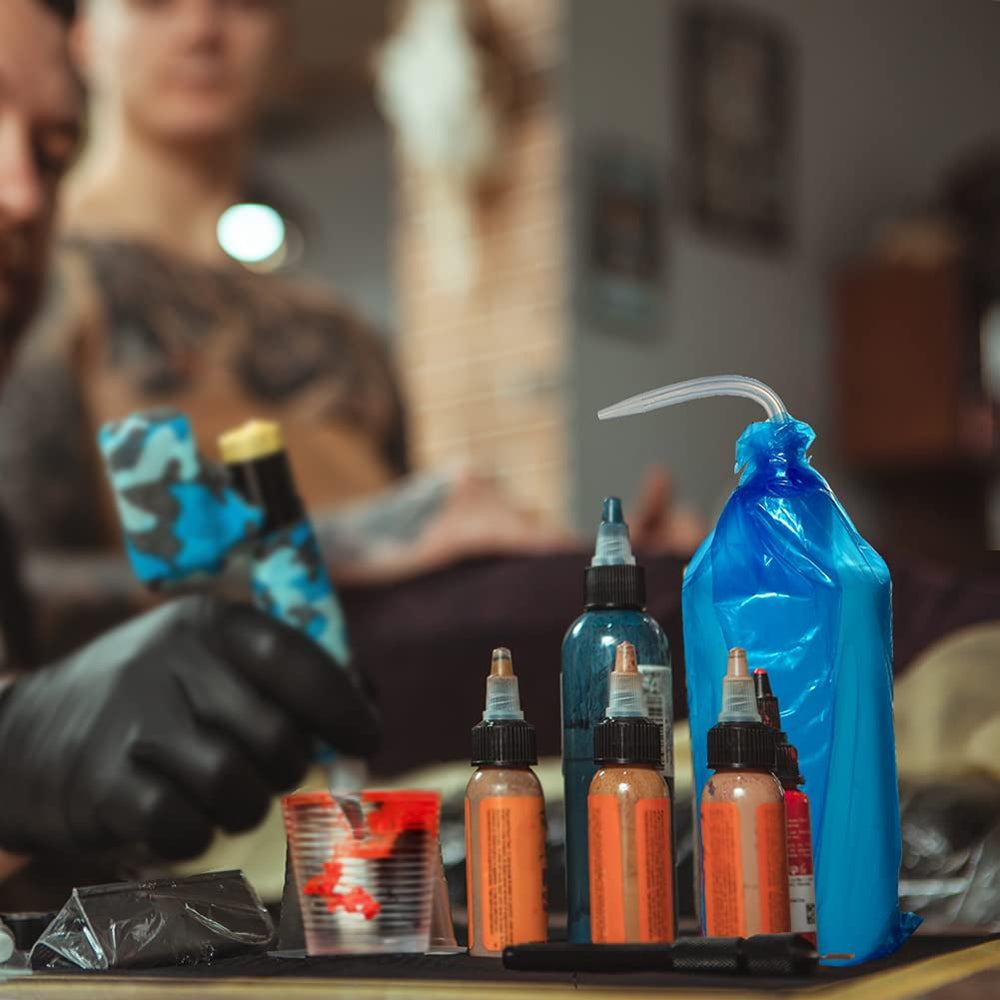 Bysiter clear bags prevent clutter by covering bottles between clients.