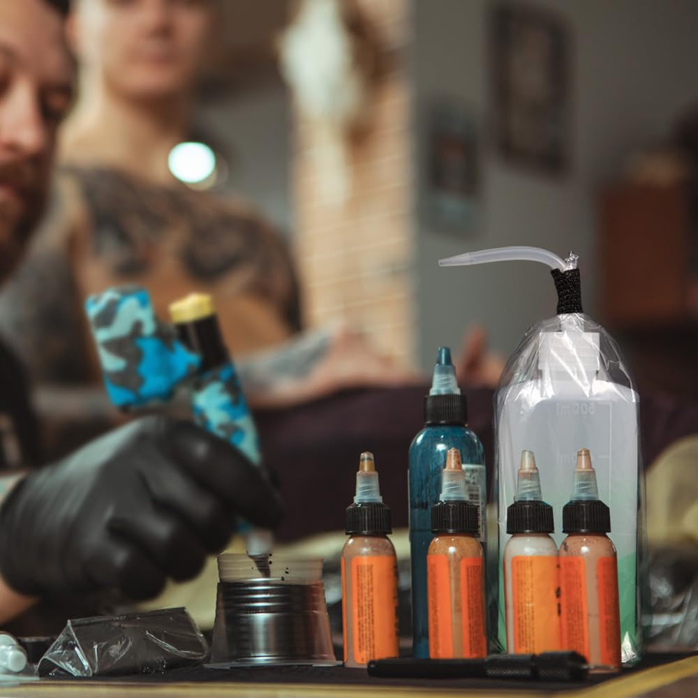 bysiter tattoo machine accessory bags covering bottles to support safer studio workflow