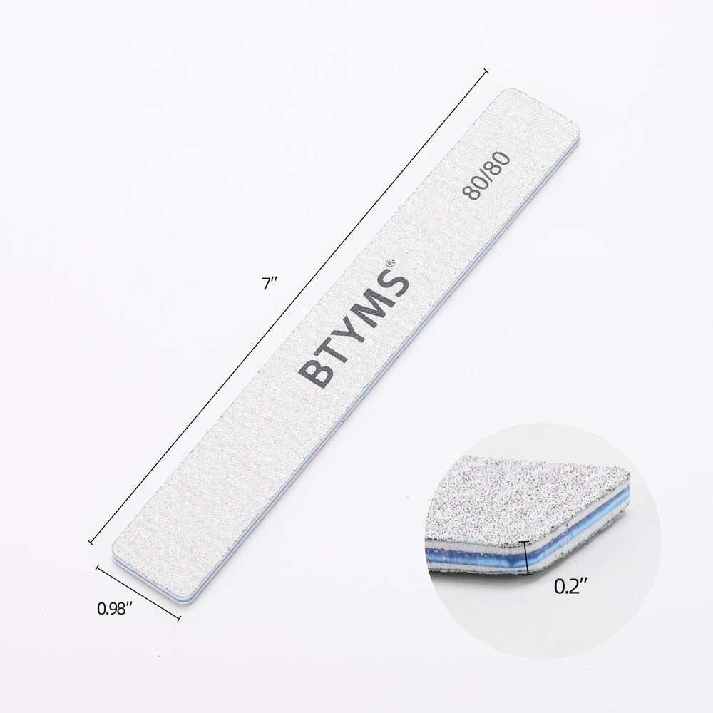 BTYMS rectangle nail file in hand shows precise edge shaping for a clean manicure.