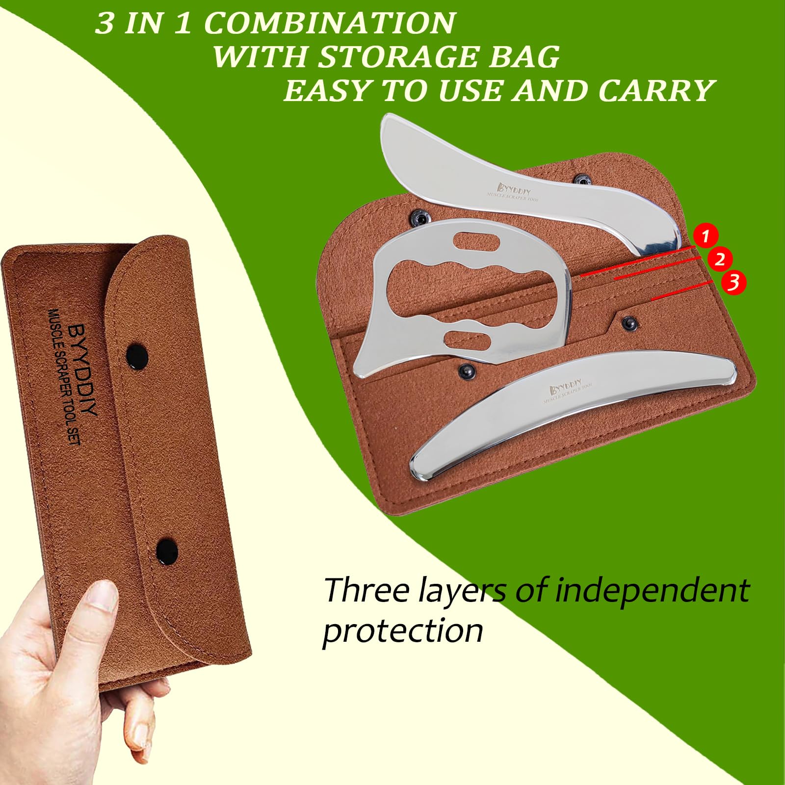 BYYDDIY C-shaped tool for effective scraping on lower legs and back.