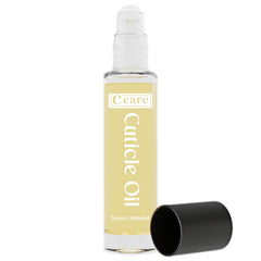 C CARE Sweet Almond Cuticle Oil bottle showing spill-proof roll-on design for precise hydration.