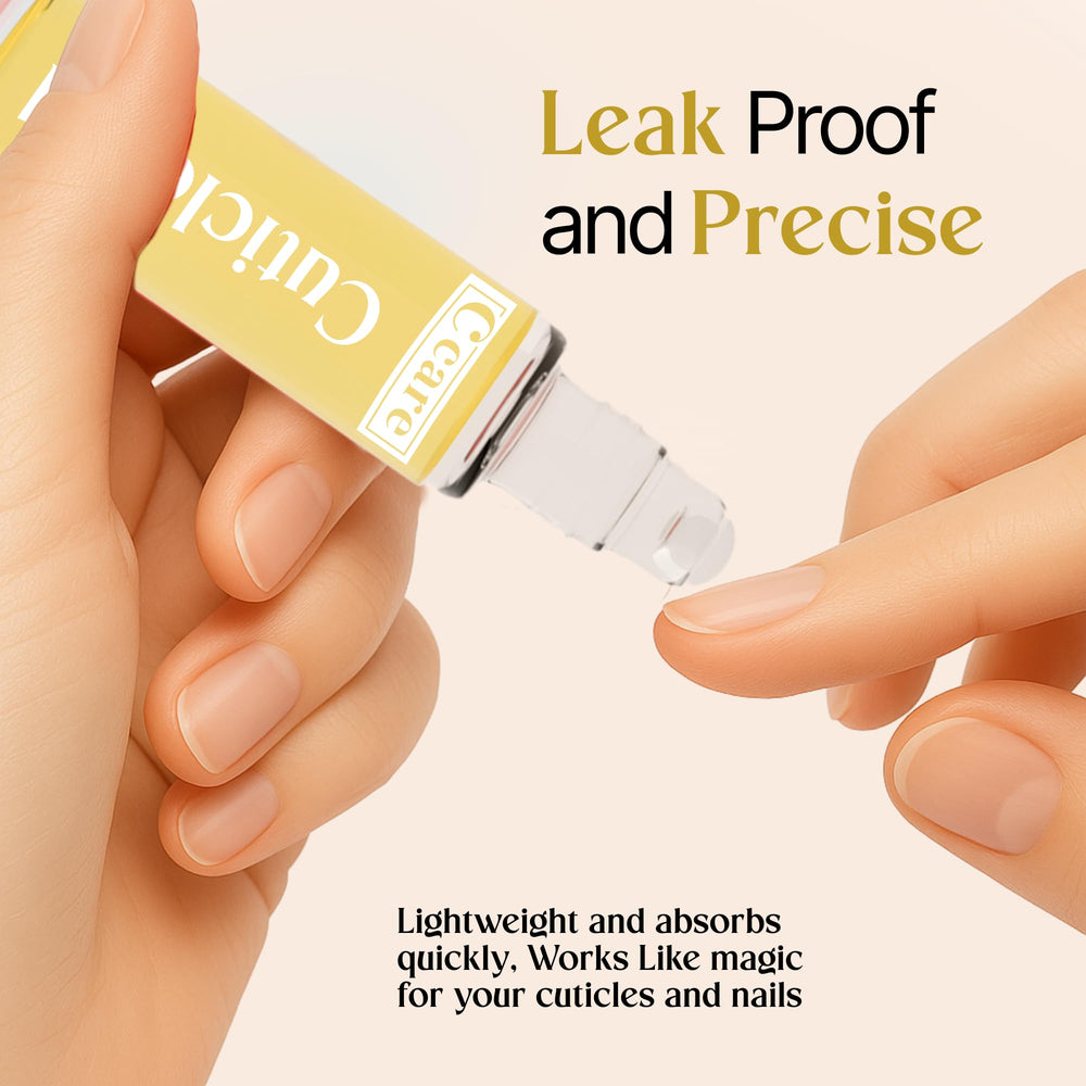 C CARE almond oil on cuticles focusing on hydration and shine.