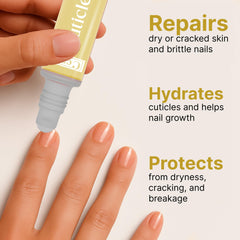 C CARE cuticles and nails close-up illustrating nails ready for overnight care.