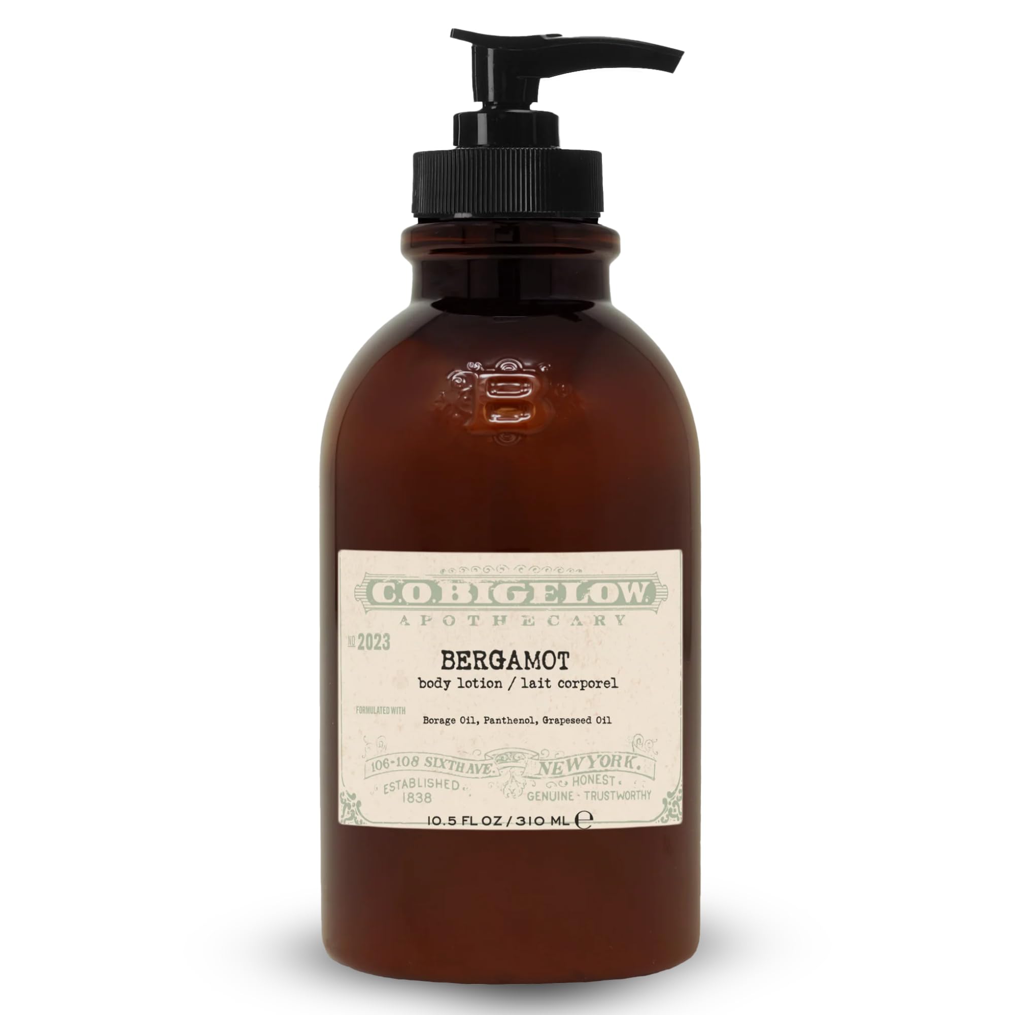 C.O. Bigelow Bergamot Body Lotion bottle showing daily moisture for dry skin