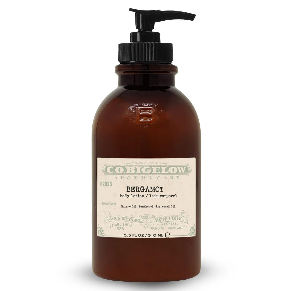 C.O. Bigelow Bergamot Body Lotion bottle showing daily moisture for dry skin