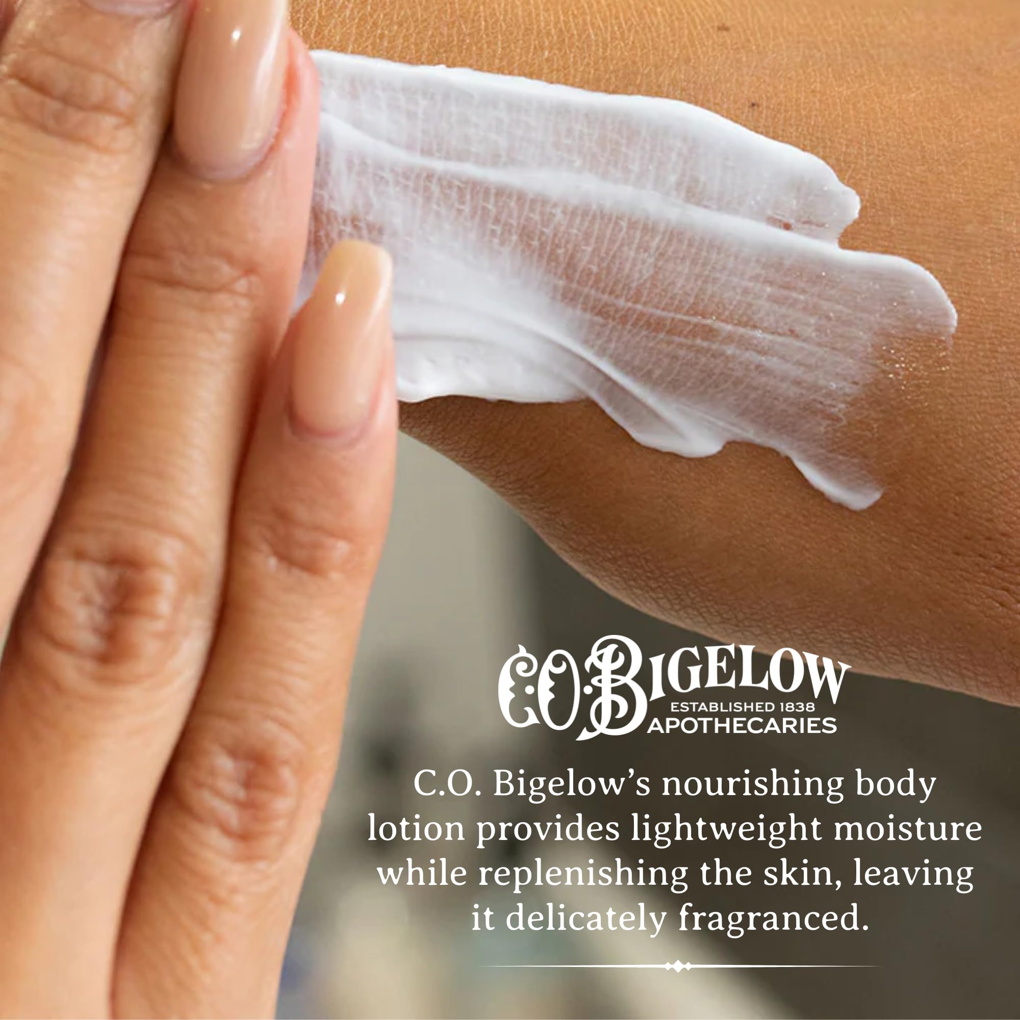 Ingredients swatch of C.O. Bigelow Bergamot Body Lotion highlighting hydration