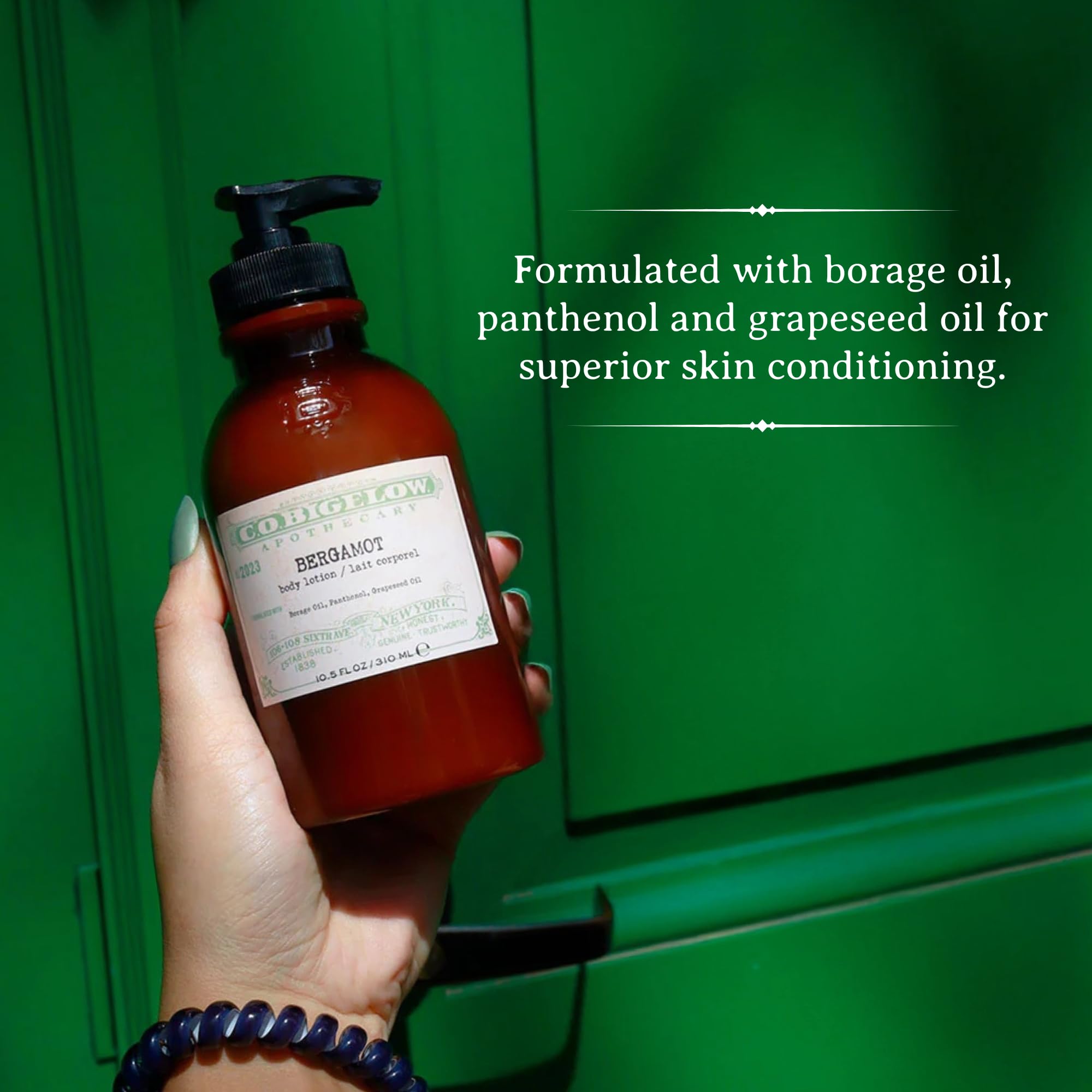Close-up of light, non-greasy texture of C.O. Bigelow Bergamot Body Lotion