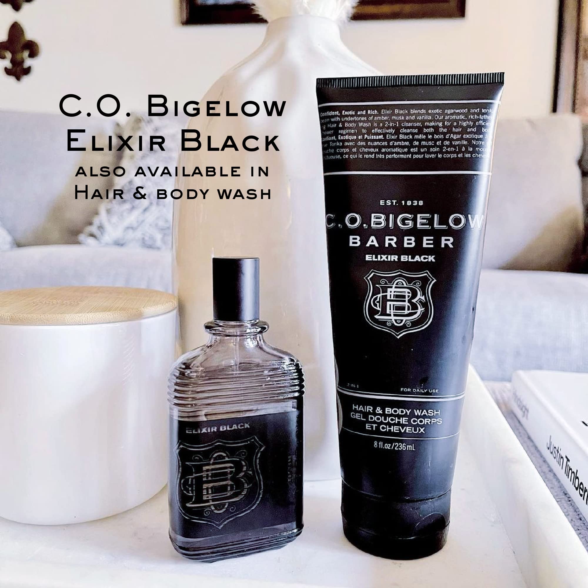 Glass bottle signals premium quality and long-lasting fragrance.
