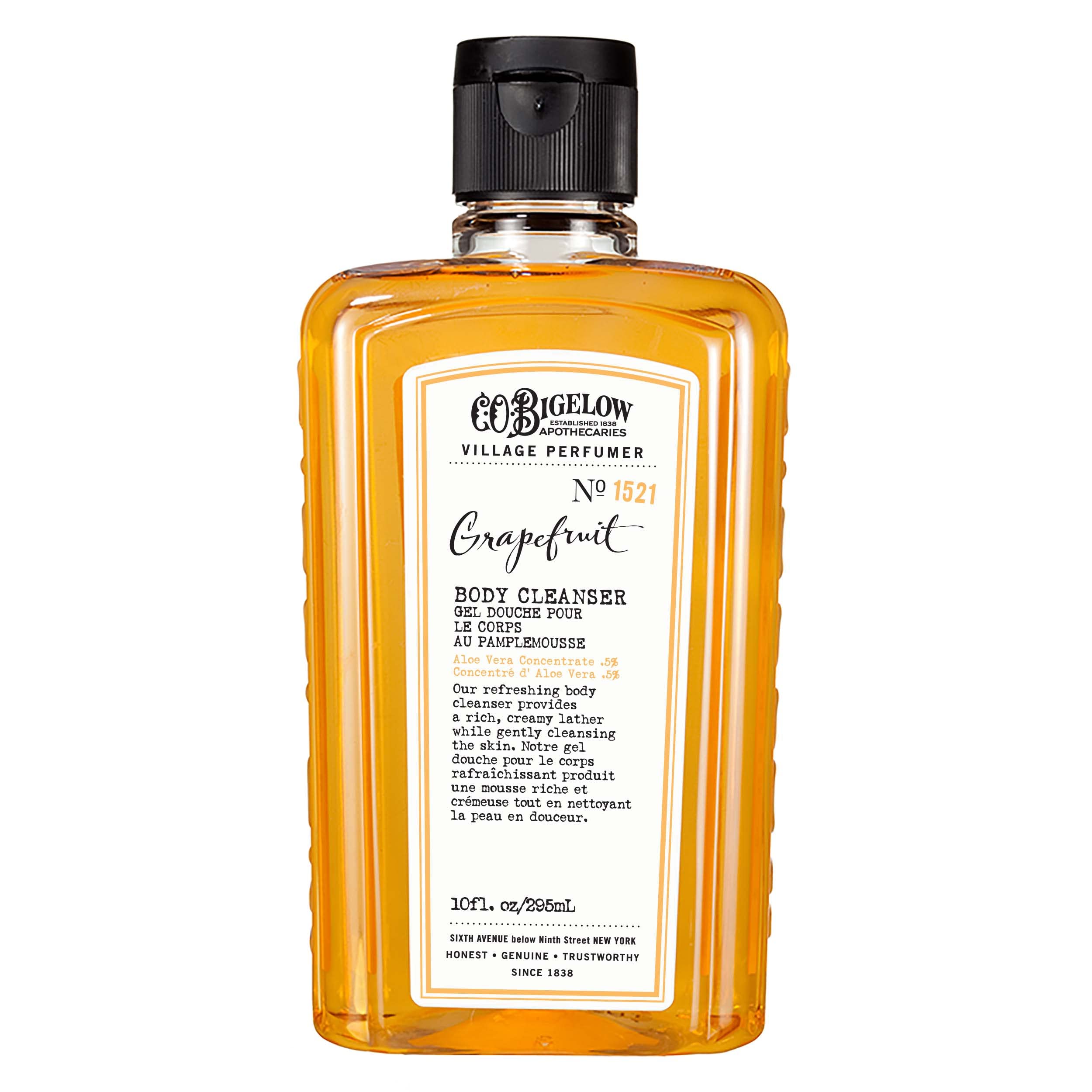 C.O. Bigelow Grapefruit Body Wash aloe-vera drops highlight soothing hydration