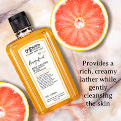 C.O. Bigelow Grapefruit Body Wash lather action demonstrates rich cleansing foam