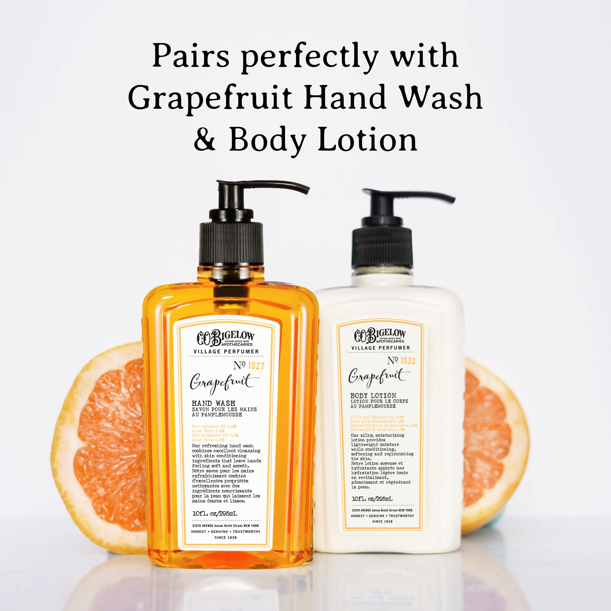 C.O. Bigelow Grapefruit Body Wash pour shot invites refreshing morning ritual