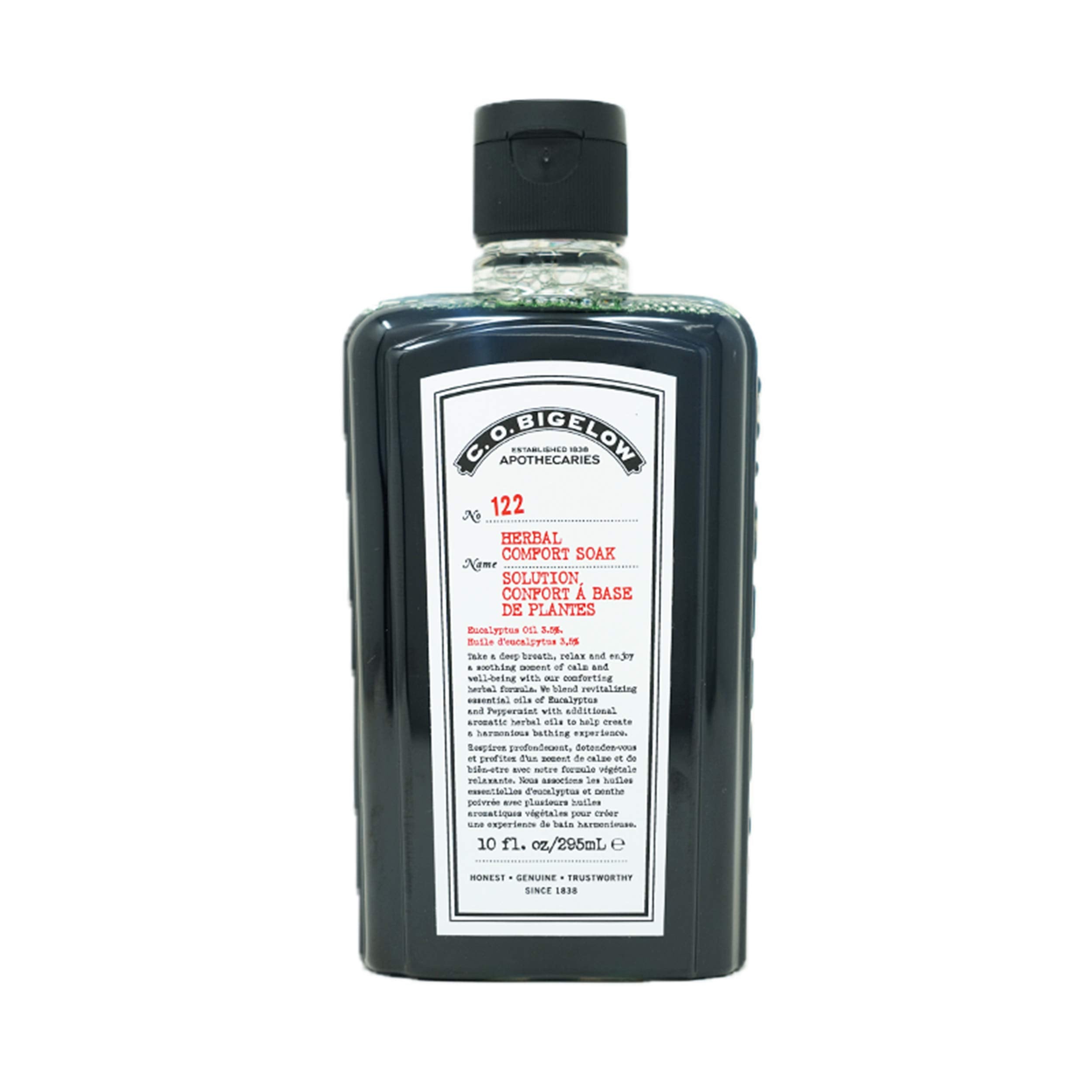 C.O. Bigelow Herbal Comfort Soak bottle showcases spa-ready unwind at home.