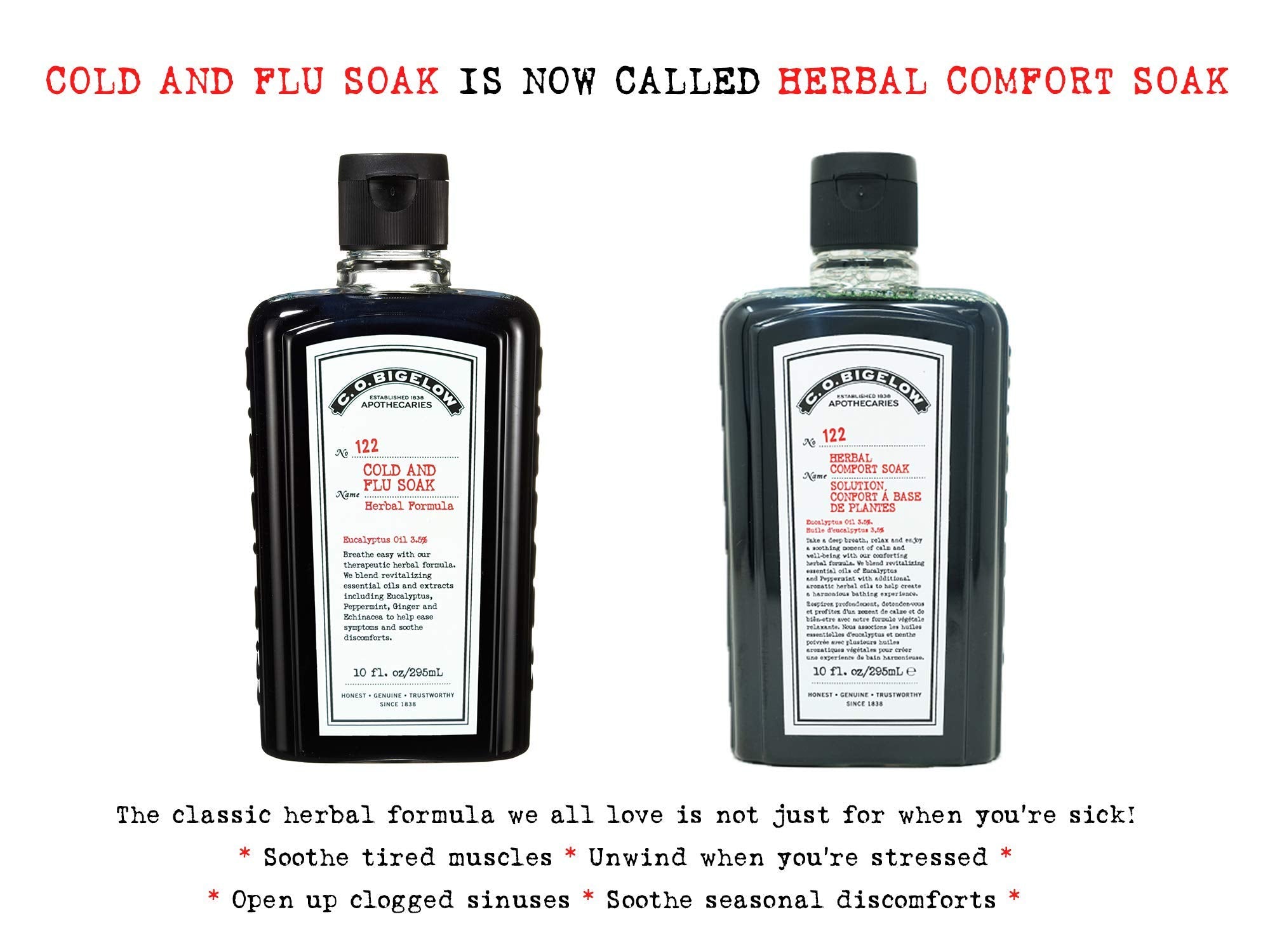 C.O. Bigelow Herbal Comfort Soak ingredients highlight eucalyptus and peppermint aromas.