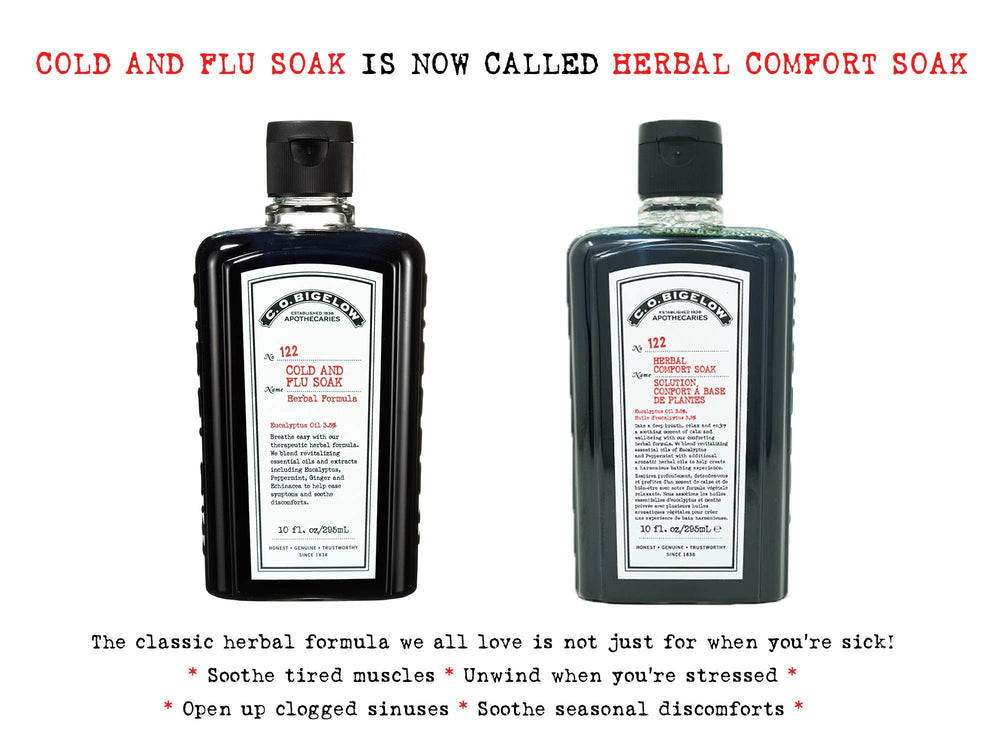 C.O. Bigelow Herbal Comfort Soak ingredients highlight eucalyptus and peppermint aromas.