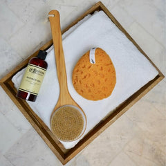 Creamy lather forms as the gel is massaged into the skin with C.O. Bigelow.