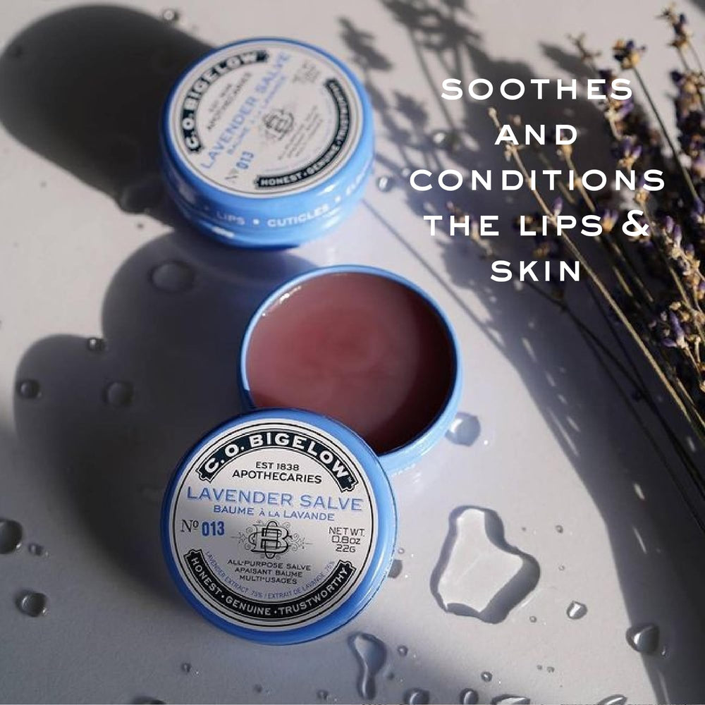 C.O. Bigelow Lavender Salve hand-care use for dry skin and cuticles.