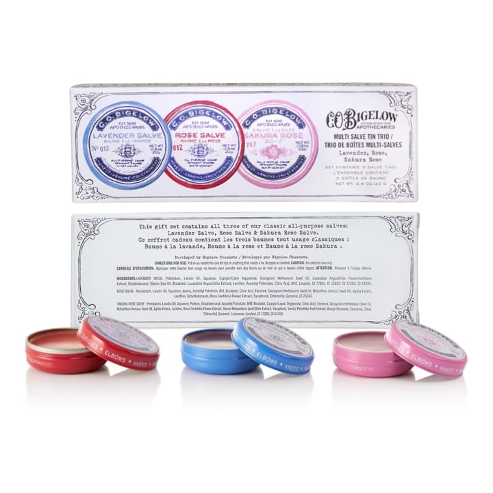 C.O. Bigelow Lavender salve tin close-up, ideal for soothing dry hands.