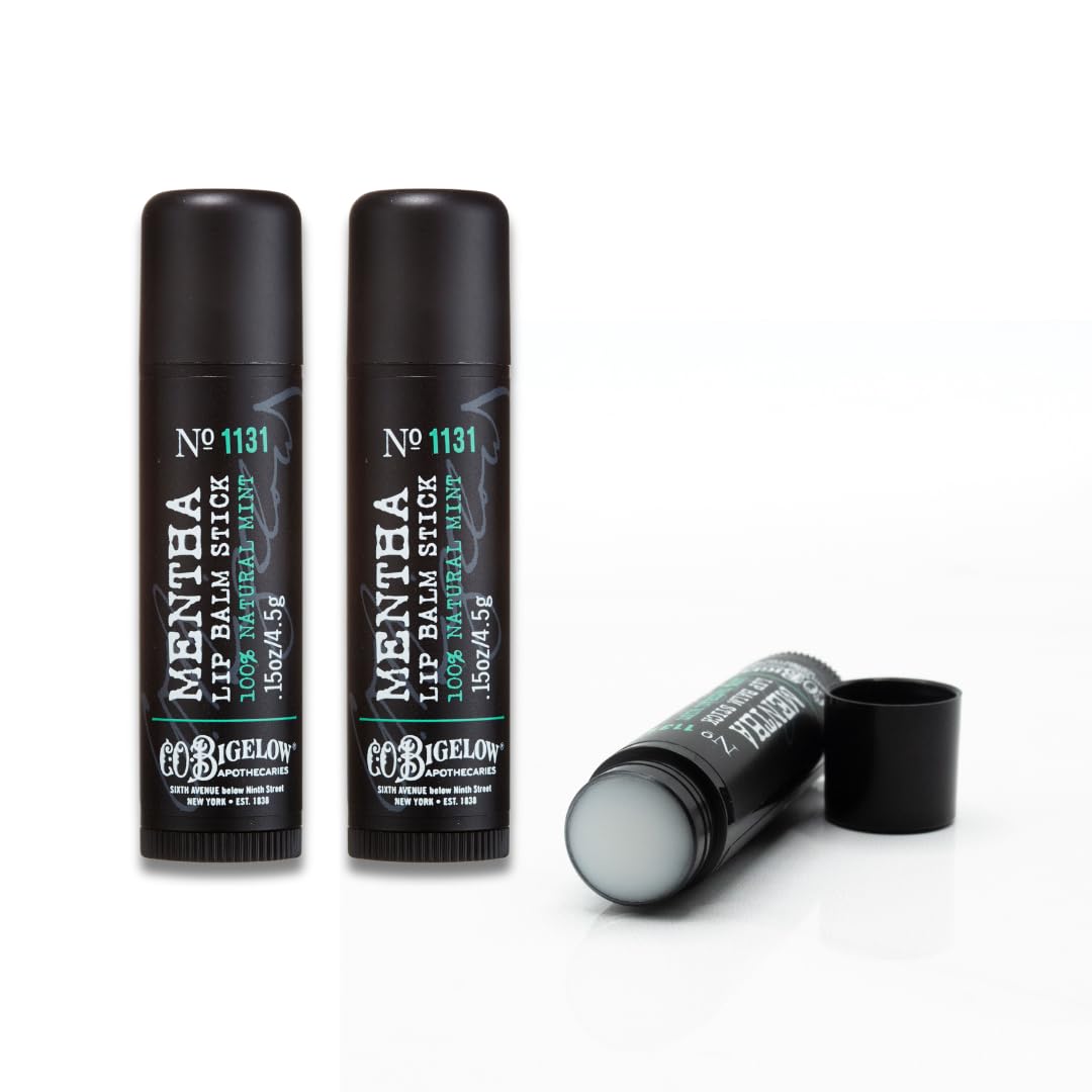 C.O. Bigelow Mentha Lip Balm Stick in bag offers portable cooling and breath-freshening hydration.