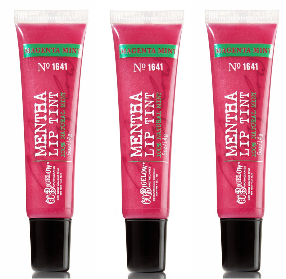 C.O. Bigelow Mentha Lip Tint Magenta Mint three-pack with cooling pink tint