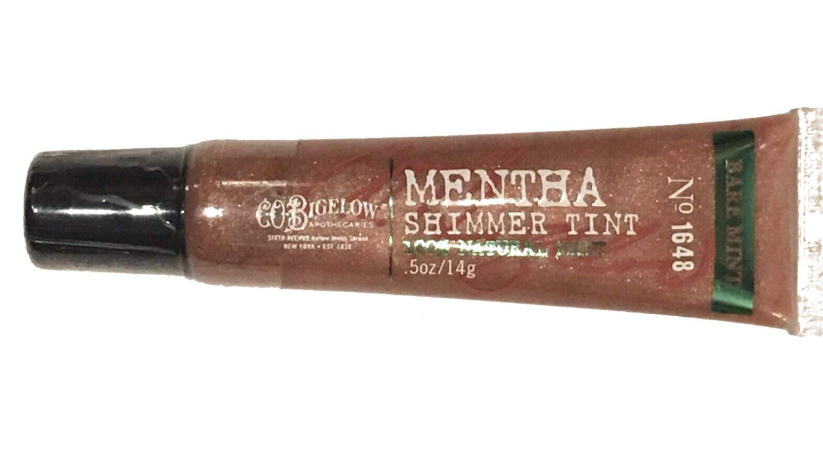 C. O. Bigelow Mentha Shimmer Bare Mint lip gloss closeup with refreshing mint shine for daily wear.
