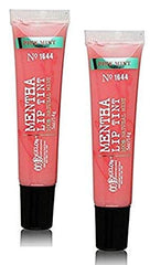 C.O. Bigelow Pink Mint Mentha Lip Tint on lips for natural color and minty hydration.
