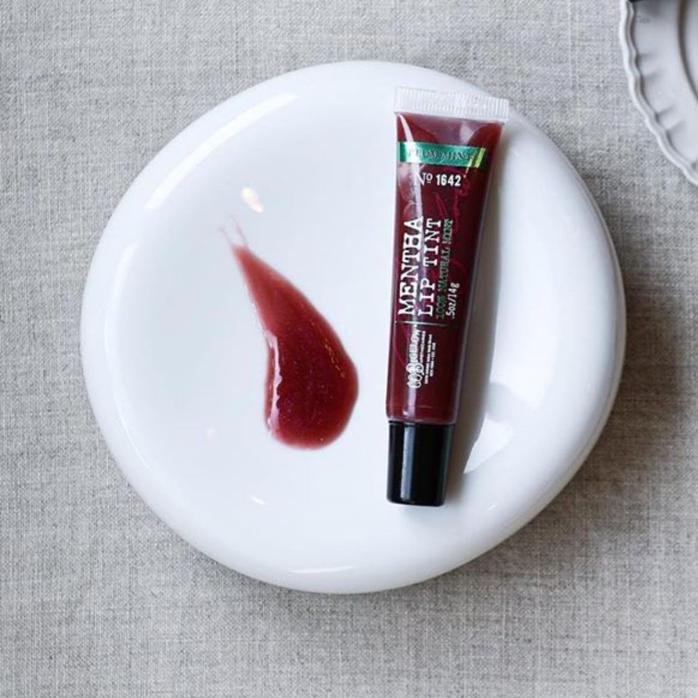 C O Bigelow Plum Mentha Lip Tint Trio high gloss shine on lips
