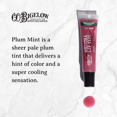C O Bigelow Plum Mentha Lip Tint Trio packaging back view featuring compact travel-friendly tubes